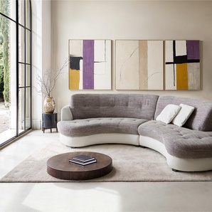 Sofa Napoli 300x95cm Weiss Hellgrau mit Kissen, Wohnlandschaften