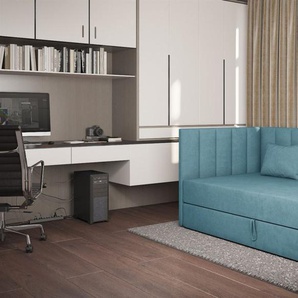 Sofa Polsterliege Kindersofa THELMA Seite Universal in Stoff Opera Velvet Blau