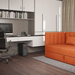 Sofa Polsterliege Kindersofa THELMA Seite Universal in Stoff Opera Velvet Orange