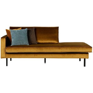 Sofa Recamiere in Honigfarben Samt Armlehne links