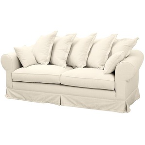 Sofa 3-Sitzer Webstoff Beige/Cremeweiß Webstoff 218 x 98 x 102cm Landhaus