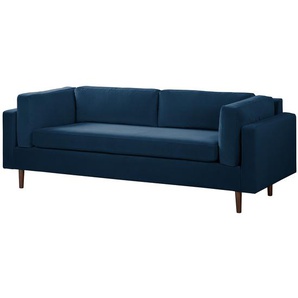 Sofa Sesame 3-Sitzer Blau Samt Vaia 201 x 75 x 84cm Skandi