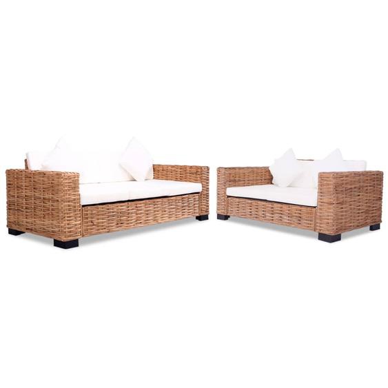 Sofa-Set 15-tlg. Natürliches Rattan