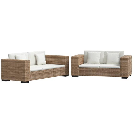 Sofa-Set 2-Sitzer und 3-Sitzer Echtes Rattan