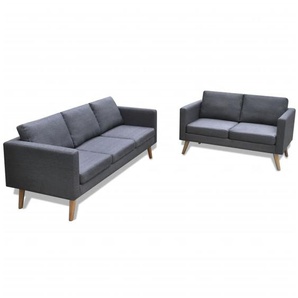 Sofa Set 2-Sitzer und 3-Sitzer Stoff Dunkelgrau