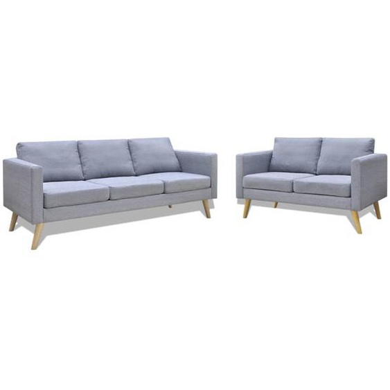 Sofa Set 2-Sitzer und 3-Sitzer Stoff Hellgrau