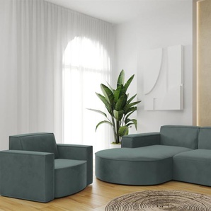 Sofa Set 2-teilig Sessel und Ecksofa PALMA XS Opera Opalgrün Ottomane Links