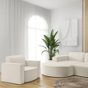 Sofa Set 2-teilig Sessel und Ecksofa PALMA XS Stoff Ascot Beige Ottomane Links