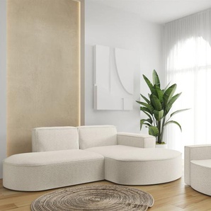 Sofa Set 2-teilig Sessel und Ecksofa PALMA XS Stoff Ascot Beige Ottomane Rechts