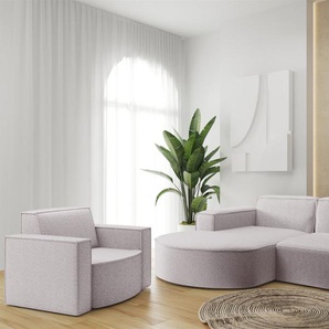 Sofa Set 2-teilig Sessel und Ecksofa PALMA XS Stoff Ascot Rose Ottomane Links