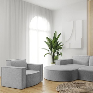 Sofa Set 2-teilig Sessel und Ecksofa PALMA XS Stoff Ascot Taupe Ottomane Links