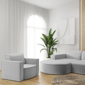 Sofa Set 2-teilig Sessel und Ecksofa PALMA XS Stoff Ascot Toffee Ottomane Links