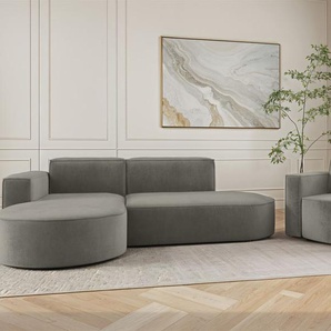 Sofa Set 2-teilig Sessel und Ecksofa PALMA XS Stoff Noel Grau Ottomane Links