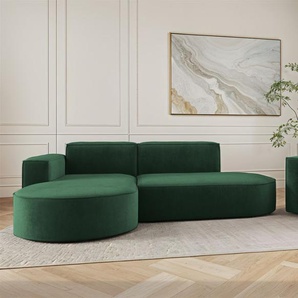 Sofa Set 2-teilig Sessel und Ecksofa PALMA XS Stoff Noel Grün Ottomane Links