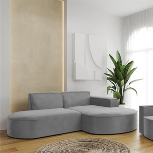 Sofa Set 2-teilig Sessel und Ecksofa PALMA XS Stoff Opera Grau Ottomane Rechts