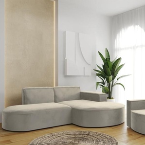 Sofa Set 2-teilig Sessel und Ecksofa PALMA XS Stoff Opera Pearl Ottomane Rechts