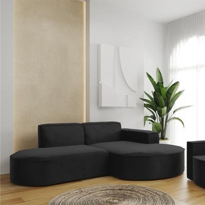Sofa Set 2-teilig Sessel und Ecksofa PALMA XS Stoff Opera Schwarz Ottomane Rechts