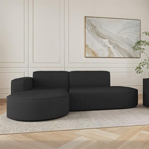 Sofa Set 2-teilig Sessel und Ecksofa PALMA XS Stoff Scala Anthrazit Ottomane Links