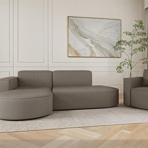 Sofa Set 2-teilig Sessel und Ecksofa PALMA XS Stoff Scala Grau Ottomane Links