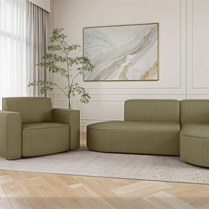 Sofa Set 2-teilig Sessel und Ecksofa PALMA XS Stoff Scala Kiwi Ottomane Rechts
