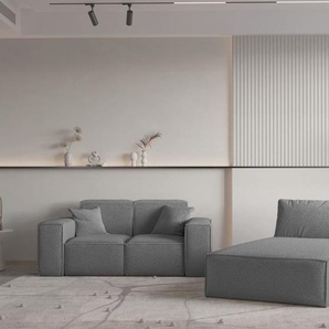 Sofa Set 2-teilig Sezlong und Sofa 2-Sitzer CELES PREMIUM Stoff Ascot Bukla Grau