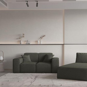Sofa Set 2-teilig Sezlong und Sofa 2-Sitzer CELES PREMIUM Stoff Ascot Bukla Moosgrün