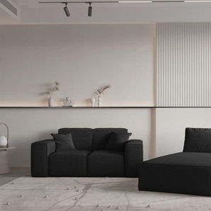 Sofa Set 2-teilig Sezlong und Sofa 2-Sitzer CELES PREMIUM Stoff Ascot Bukla Schwarz
