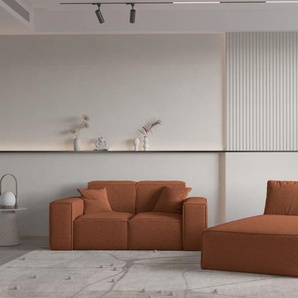 Sofa Set 2-teilig Sezlong und Sofa 2-Sitzer CELES PREMIUM Stoff Ascot Bukla Terracotta