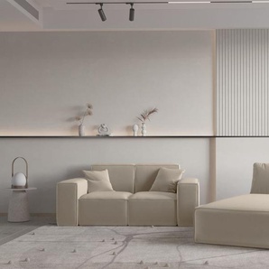 Sofa Set 2-teilig Sezlong und Sofa 2-Sitzer CELES PREMIUM Stoff Opera Velvet Beige