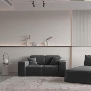 Sofa Set 2-teilig Sezlong und Sofa 2-Sitzer CELES PREMIUM Stoff Opera Velvet Dunkelgrau