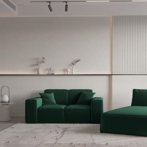 Sofa Set 2-teilig Sezlong und Sofa 2-Sitzer CELES PREMIUM Stoff Opera Velvet Grün