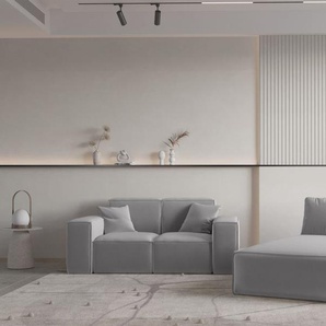 Sofa Set 2-teilig Sezlong und Sofa 2-Sitzer CELES PREMIUM Stoff Opera Velvet Hellgrau