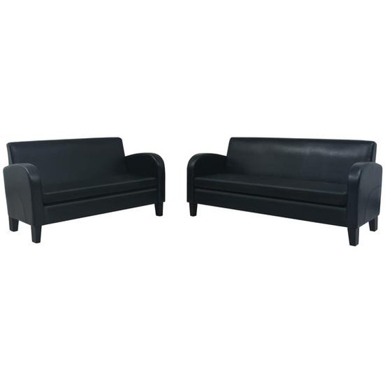 Sofa-Set 2-tlg. Kunstleder Schwarz