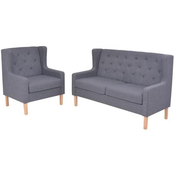 Sofa-Set 2-tlg. Stoff Grau