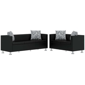 Sofa-Set Kunstleder 3-Sitzer und 2-Sitzer Schwarz