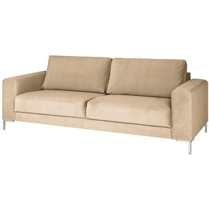 Sofa Summer 3-Sitzer Beige Samt Vaia 221 x 82 x 90cm Modern