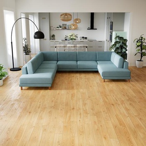 Sofa Taubenblau - Moderne Designer-Couch: Hochwertige Qualität, einzigartiges Design - 348 x 75 x 294 cm, Komplett anpassbar