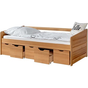 Sofabett Micki 90x200 Buche massiv - mit 5er Schubkästen - weiß