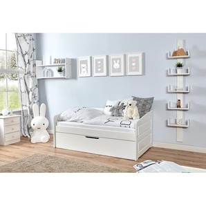 Sofabett MINI Micki 80x160 Buche massiv Komplett-Set - mit Zusatzbett - inkl. 2 Matratzen - weiß