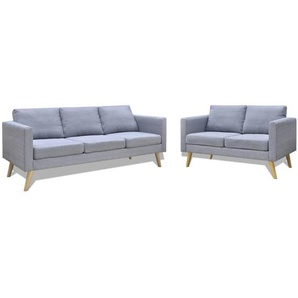 Sofagarnitur 2-Sitzer & 3-Sitzer Stoff Hellgrau