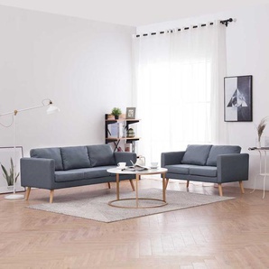 Sofagarnitur 2-Sitzer und 3-Sitzer Stoff Dunkelgrau