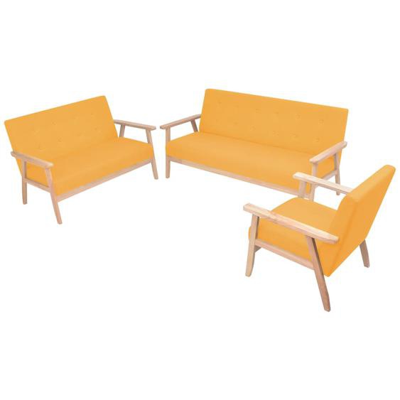 Sofagarnitur 3-tlg. Stoff Gelb