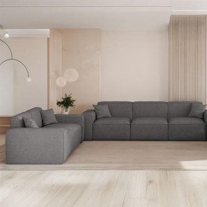 Sofaset Designersofa CELES PREMIUM 3-2-1 in Stoff Artico Grau