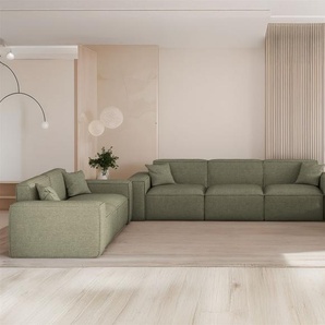 Sofaset Designersofa CELES PREMIUM 3-2-1 in Stoff Artico Grün