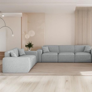 Sofaset Designersofa CELES PREMIUM 3-2-1 in Stoff Artico Hellgrau