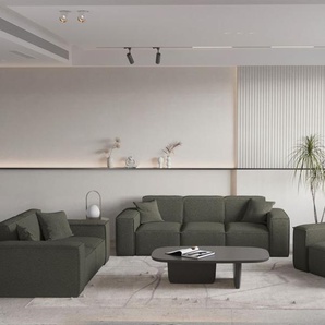 Sofaset Designersofa CELES PREMIUM 3-2-1 in Stoff Ascot Bukla Taupe