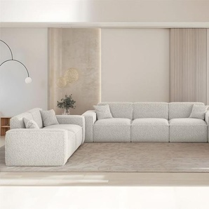 Sofaset Designersofa CELES PREMIUM 3-2-1 in Stoff Sven Altweiß