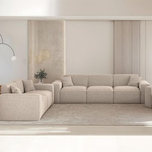 Sofaset Designersofa CELES PREMIUM 3-2-1 in Stoff Sven Cappuccino