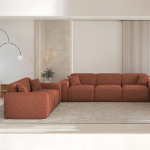 Sofaset Designersofa CELES PREMIUM 3-2-1 in Stoff Sven Rostbraun