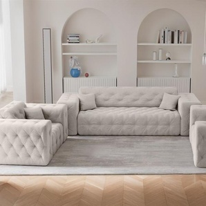 Sofaset Designersofa CHANTAL 3-1-1 in Stoff Moly Creme